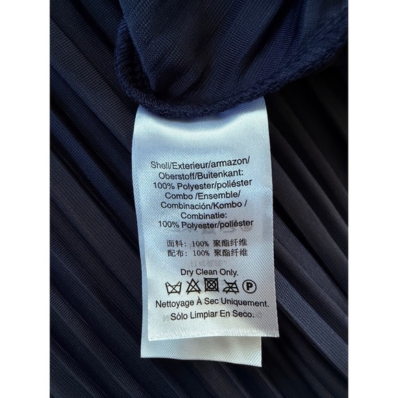 DKNY Womens Plus Size 20W Navy Blue Velvet Pleated Midi Dress Belted - Picture 7 of 7